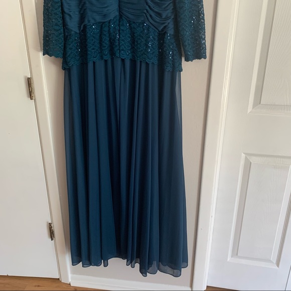 Cachet Sequin Glitter Lace Bodice Mock Two-Piece Gown - Picture 9 of 12